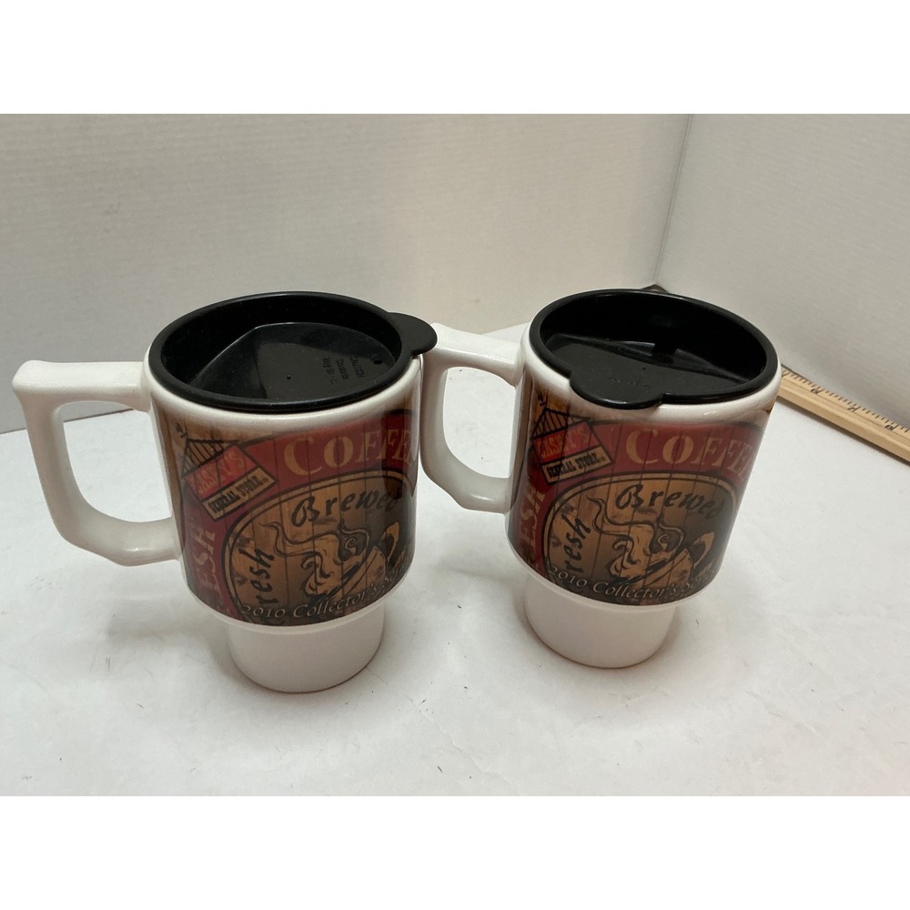 Casey's General Store Vintage 2010 Collector Series Coffee Travel Mug Set of 2